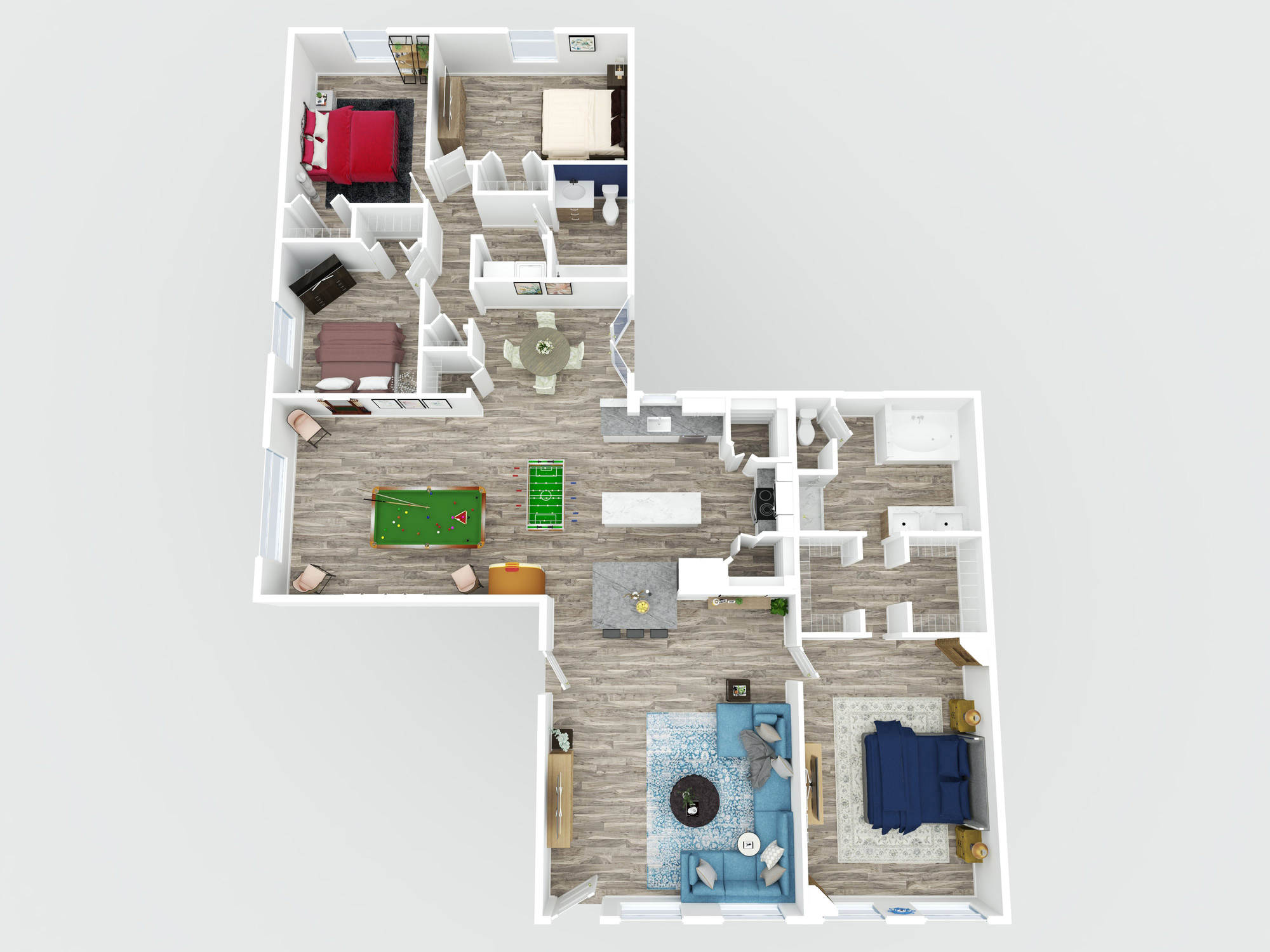 colored three dimensional floorplan